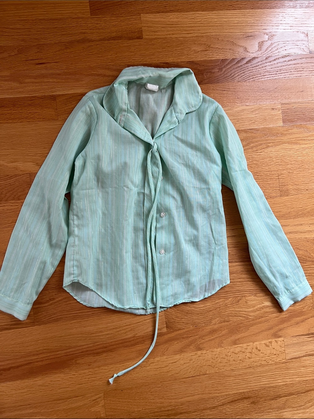 Vintage JCPenneys Light Mint Tie-Neck Blouse Jacket - girls size 10